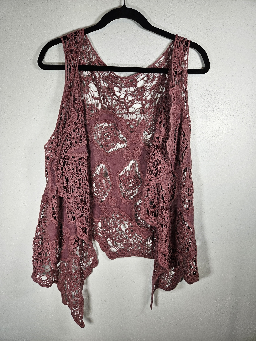 CROCHET Open-Knit Tank Top in Purple